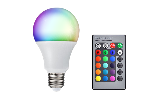 LED Glühbirne Farbwechsel, RGB, E27, inkl. Fernbedienung, 16 Farben, 230V,  200lm | ETT - Ihr Elektronik- und Technikgroßhandel