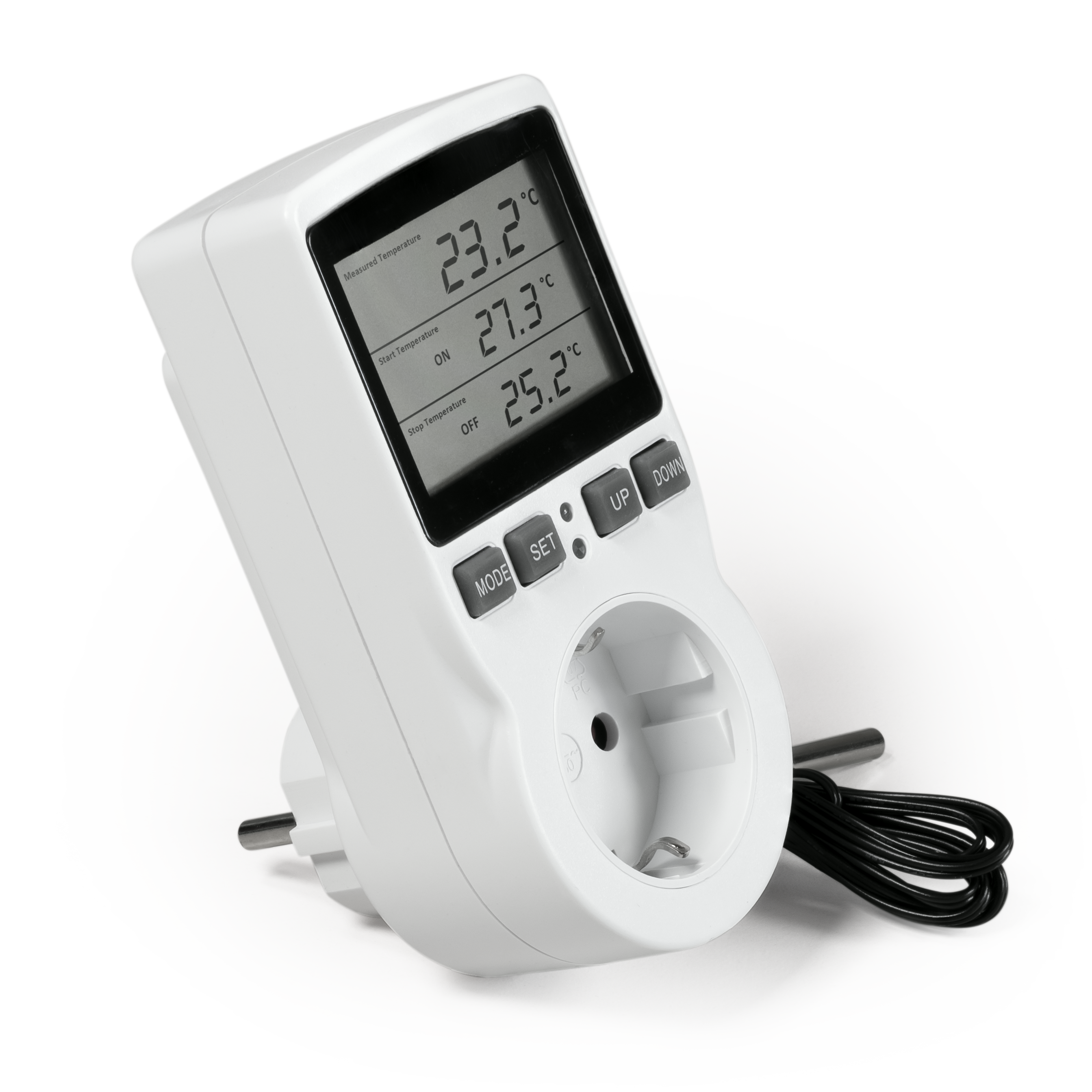 Digitales Steckdosen-Thermostat McPower TCU-441 -40-120°C, Kabel +  Außenfühler